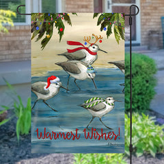 Lofaris Warmest Wishes Birds Painting Christmas Garden Flag