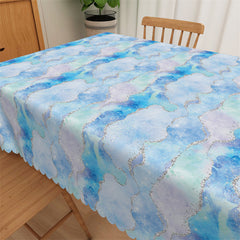 Lofaris Watercolor Abstract Pattern Glitter Blue Tablecloth