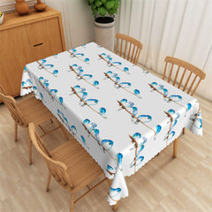 Lofaris Watercolor Bird Pattern White Rectangle Tablecloth