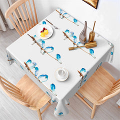 Lofaris Watercolor Blue Bird Pattern White Square Tablecloth