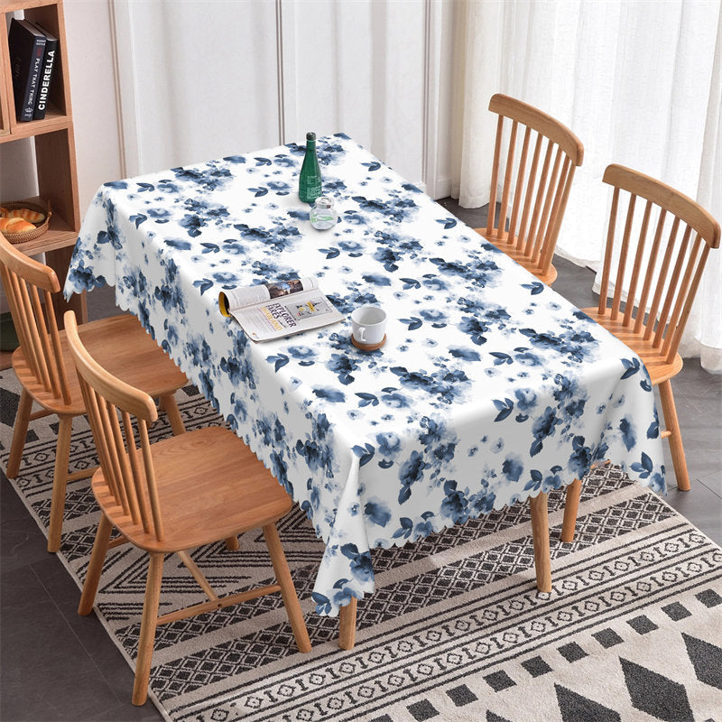 Lofaris Watercolor Blue Liberty Pattern Kitchen Tablecloth