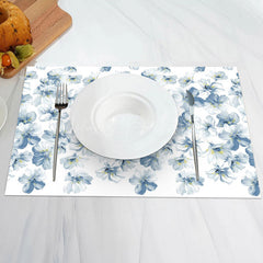 Lofaris Watercolor Blue White Flowers Set Of 4 Placemats