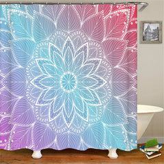 Lofaris Watercolor Bright Gradient Floral Bathtub Shower Curtain