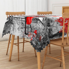 Lofaris Watercolor Eiffel Towel Couple Red Floral Tablecloth