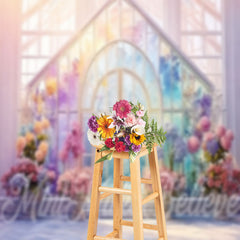 Lofaris Watercolor Floral Glass Architectural Photo Backdrop