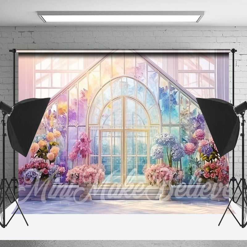 Lofaris Watercolor Floral Glass Architectural Photo Backdrop