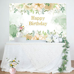 Lofaris Watercolor Floral Green Leaves Birthday Backdrop