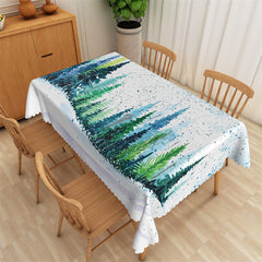 Lofaris Watercolor Green Forest Inks Tablecloth For Kitchen