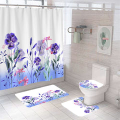 Lofaris Watercolor Purple Floral Bokeh Shower Curtain Bathtub