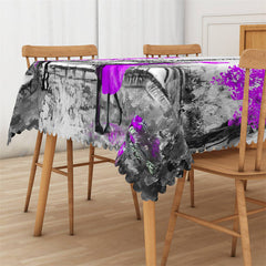 Lofaris Watercolor Purple Floral Couple Eiffel Towel Tablecloth