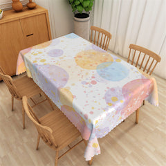 Lofaris Watercolor Round Golden Dots Rectangle Tablecloth