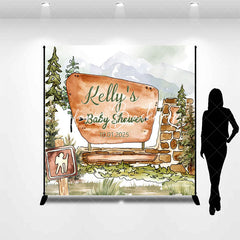 Lofaris Watercolor Safari Wild Forest Custom Baby Shower Backdrop