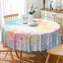 Lofaris Watercolor Smudge Artistic Floral Round Tablecloth