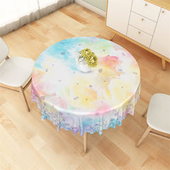 Lofaris Watercolor Smudge Artistic Floral Round Tablecloth