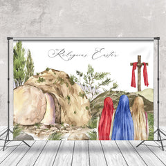 Lofaris Watercolor Three Girls Religious Easter Backdrop