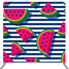 Lofaris Watermelon Indigo And White Stripe Fabric Backdrop