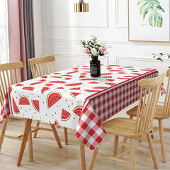 Lofaris Watermelon Red Plaid Rectangle Tablecloth for Summer