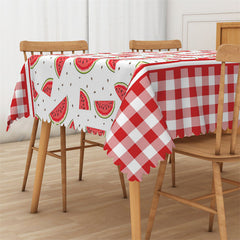 Lofaris Watermelon Red Plaid Rectangle Tablecloth for Summer