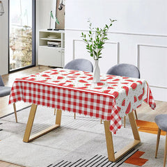 Lofaris Watermelon Red Plaid Rectangle Tablecloth for Summer