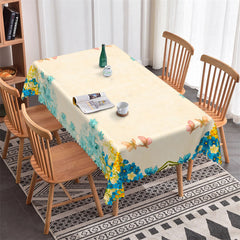 Lofaris Waterproof Ivory Flower Butterfly Rectangle Tablecloth