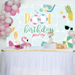 Lofaris Waterwave Summer Holiday Pool Birthday Party Backdrop