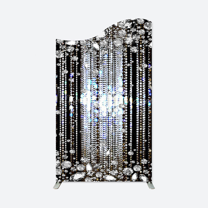 Lofaris Wavy Black Silver Sparkle Dance Party Arch Backdrop