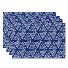 Lofaris Wavy Triangle Blue White Repeat Set Of 4 Placemats