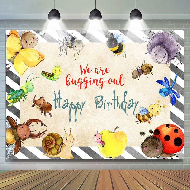 Lofaris We Are Bugging Out Cartoon Insect Birthday Backdrop