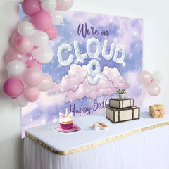 Lofaris We Are On Cloud Dreamy Purple 9th Birthday Backdrop