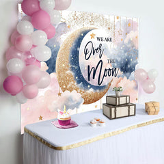 Lofaris We Are Over Moon Cloud Twins Baby Shower Backdrop