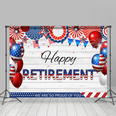 Lofaris We Proud Of You USA Flag Stripe Wood Retirement Backdrop