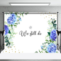 Lofaris We Still Do Blue Floral Leaves Backdrop For Wedding