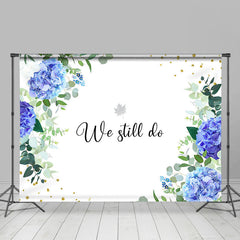 Lofaris We Still Do Blue Floral Leaves Backdrop For Wedding