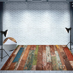 Lofaris Weathered Paint Shabby Wood Photo Floor Backdrop