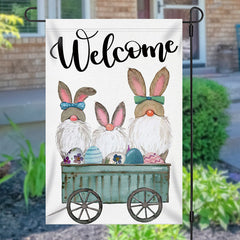 Lofaris Welcome Cartoon Rabbit Eggs Christmas Garden Flag