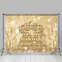 Lofaris Welcome Home Gold Sparkling Bokeh Housewarming Backdrop