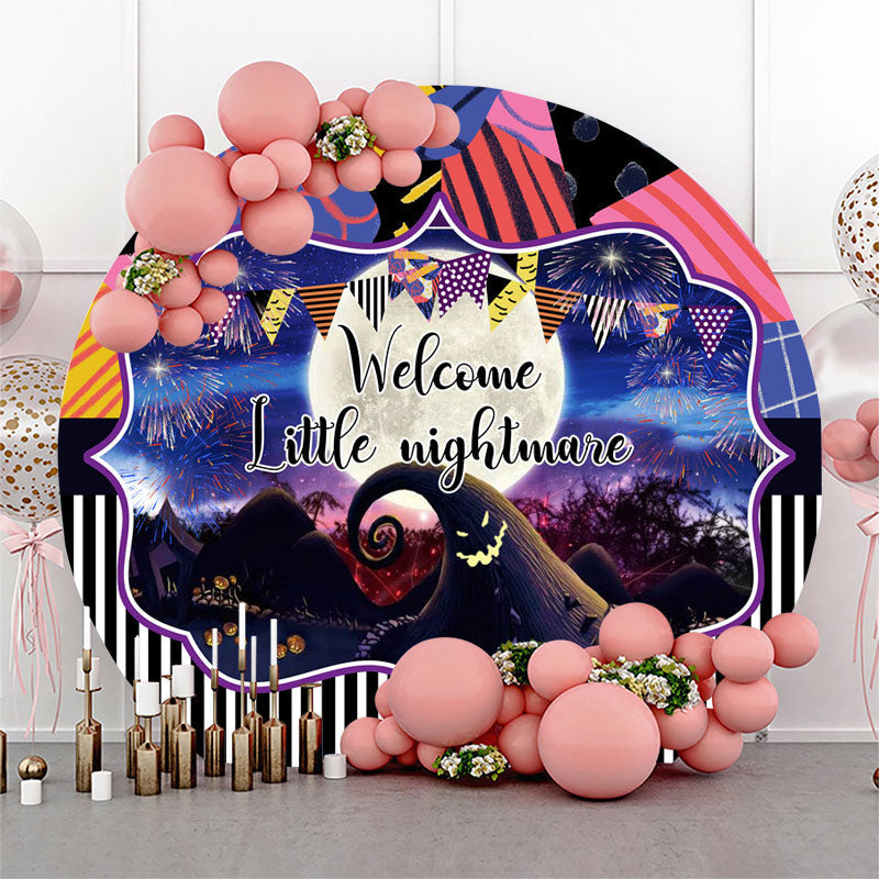 Lofaris Welcome Little Nightmare Halloween Round Backdrop