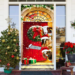 Lofaris Welcome Livestocks Snowy Christmas Red Door Cover