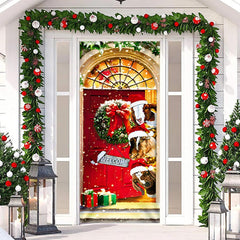 Lofaris Welcome Livestocks Snowy Christmas Red Door Cover