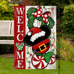 Lofaris Welcome Mouse Santa Candy Christmas Garden Flag