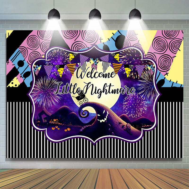 Lofaris Welcome Nightmare Halloween Baby Shower Backdrop