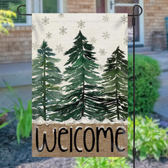 Lofaris Welcome Pine Tree Snowflake Christmas Garden Flag