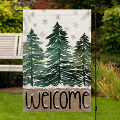 Lofaris Welcome Pine Tree Snowflake Christmas Garden Flag