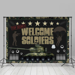 Lofaris Welcome Soliders Black Tank Stars Bullets Backdrop