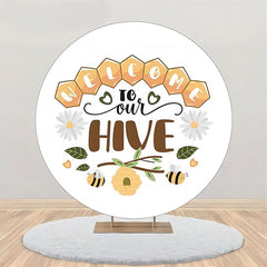 Lofaris Welcome To Our Hive Floral Round Birthday Backdrop