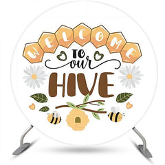 Lofaris Welcome To Our Hive Floral Round Birthday Backdrop