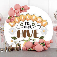 Lofaris Welcome To Our Hive Floral Round Birthday Backdrop