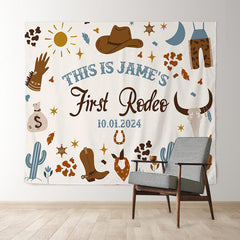 Lofaris Western Cowboy Theme Beige Custom 1st Birthday Backdrop