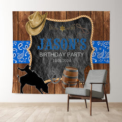 Lofaris Western Cowboy Wood Custom Birthday Party Backdrop