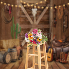 Lofaris Western Cowboy Wooden Door Musical Instrument Backdrop